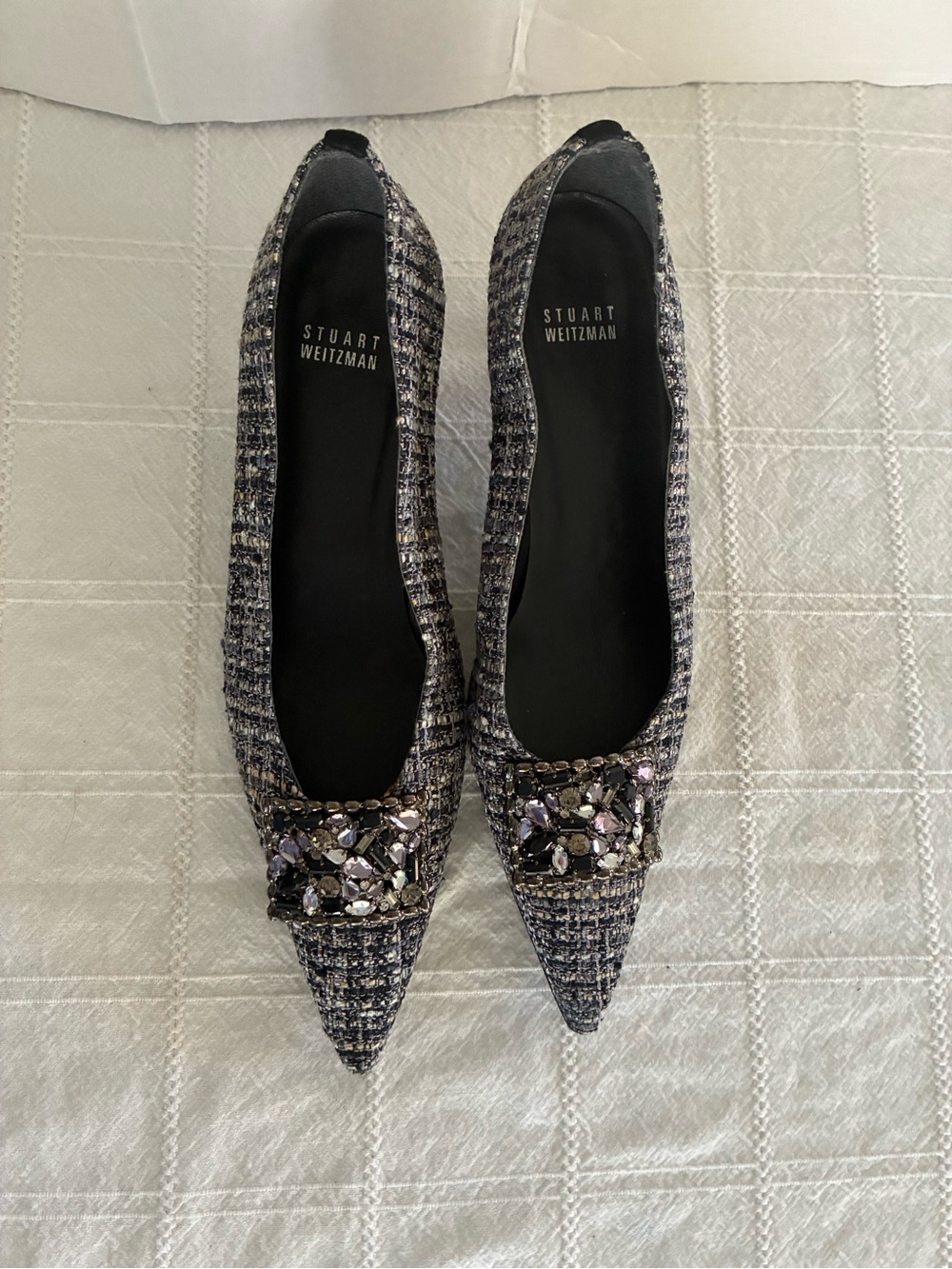 💯- Stuart Weitzman | Tweed Embellished Heels …